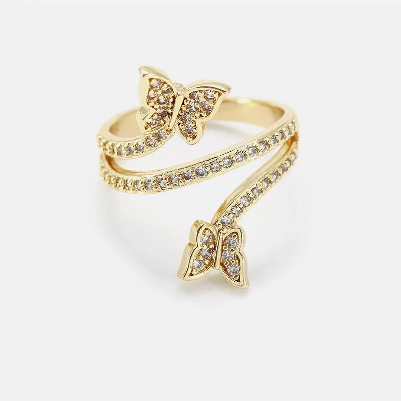 Gyönyörű, kézzel készített pillangó állatgyűrű