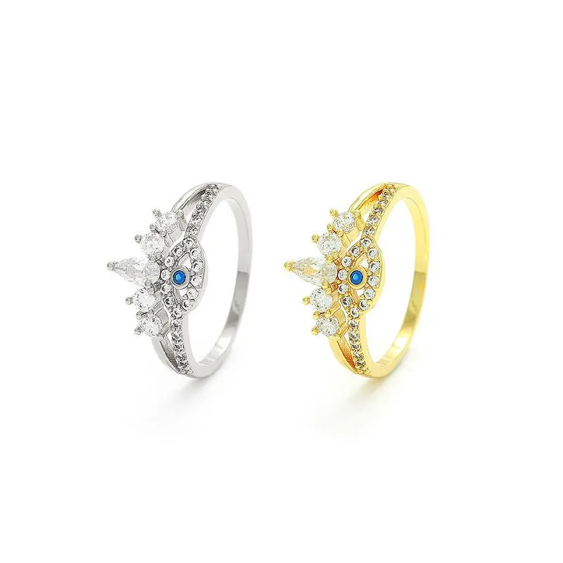 Aranyozott ezüst Evil Eye gyűrű