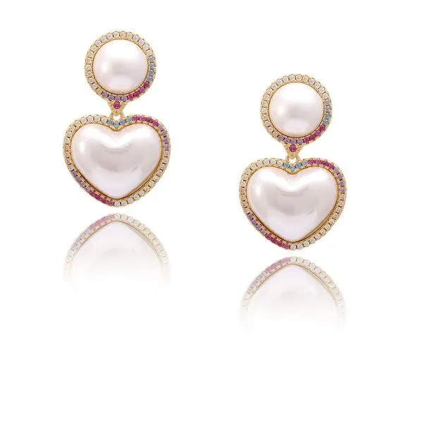 Szív alakú Shell gyöngy fülbevaló csepp