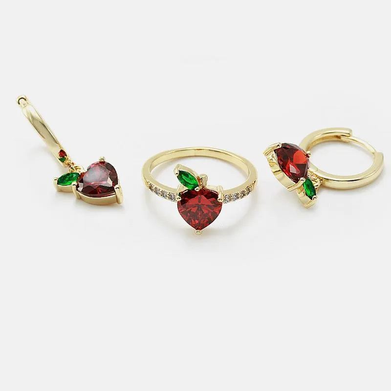 Piros Cz szív ékszerkészlet