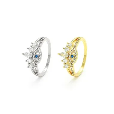 Aranyozott ezüst Evil Eye gyűrű