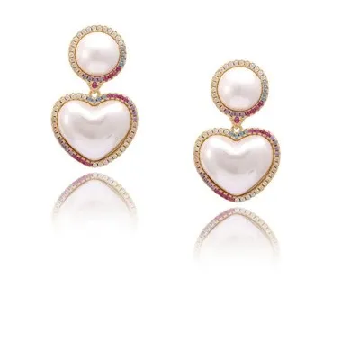 Szív alakú Shell gyöngy fülbevaló csepp