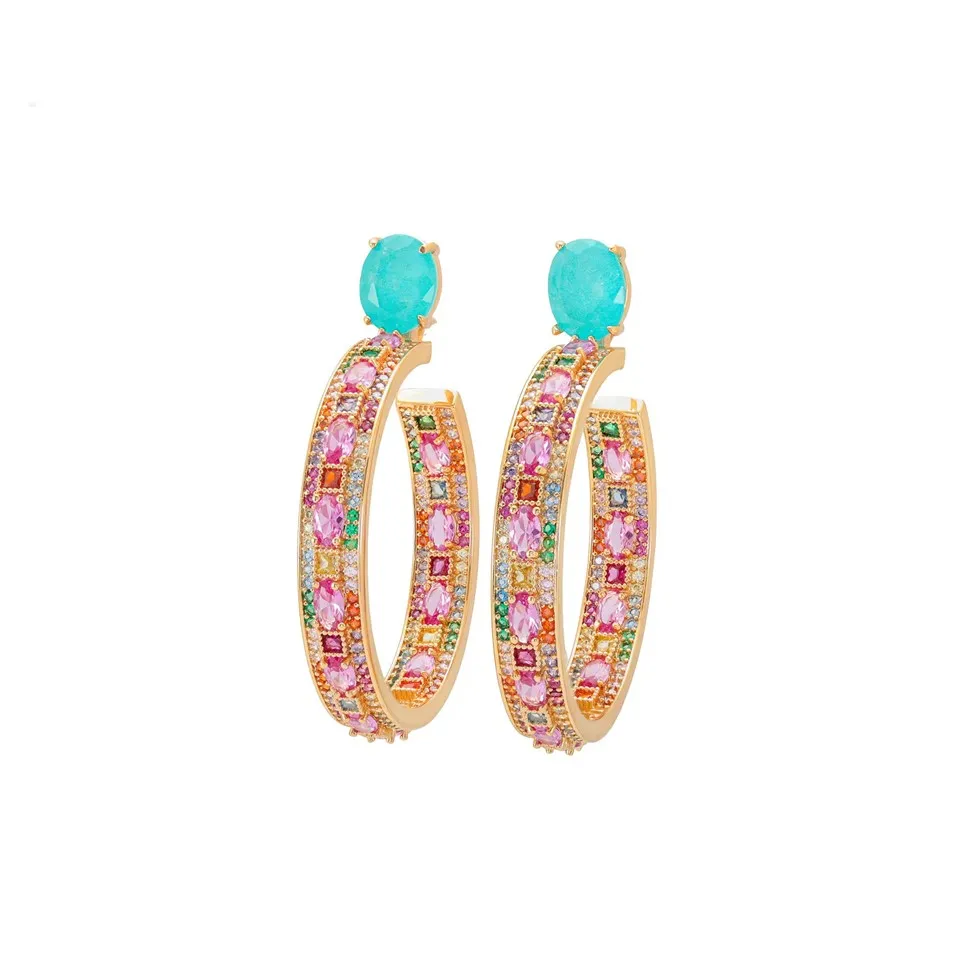 Aranyozott cirkon fúziós női fülbevaló