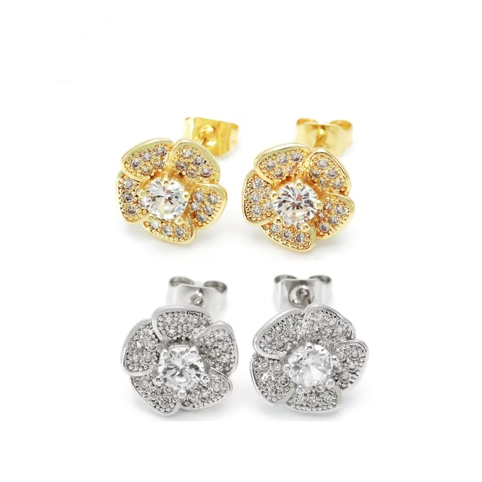 Vintage arany és ródium bevonatú virágos fülbevaló